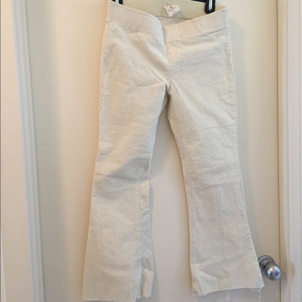 By together white corduroy bell bottom pants